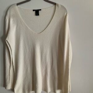 Boston Proper Cream V-Neck Sweater